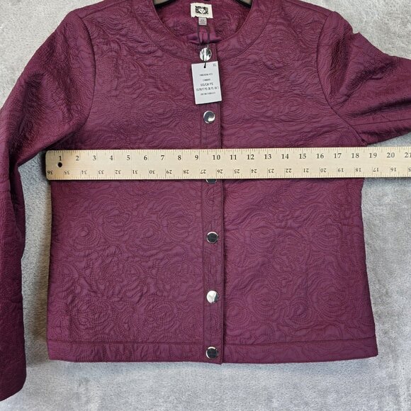 Anne Klein Jacket Womens Petite Small Chianti Quilted Floral Snap Front Lined - Picture 6 of 15